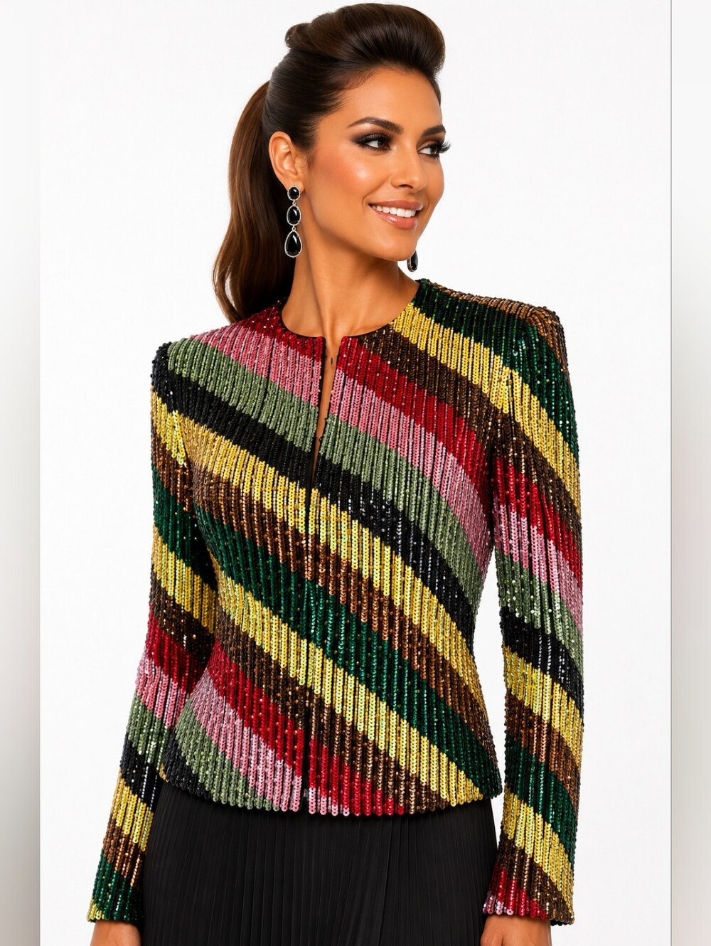 Alice + Olivia Kidman Beaded Sequin Jacket Multicolor Silk Size S NWT $995